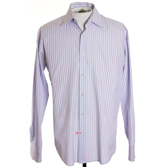 Hugo Boss Other - Hugo Boss Mens 16" x 34-35" Light Blue Striped LS‎ Button Front Shirt